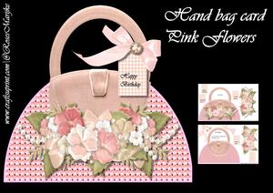 Hand Bag Card Pink Flowers