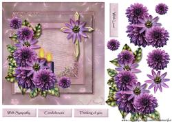Sympathy Purple Flowers and Cross