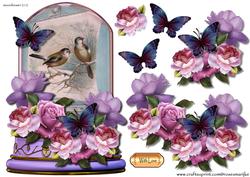 Vintage Globe Belle Roses, Birds & Butterflies
