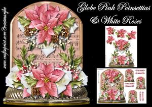 Globe Pink Poinsettias & White Roses