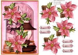 Pink Christmas Poinsettias Globe & Lantern