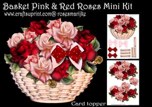 Basket Pink & Red Roses Mini Kit