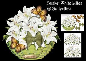 Basket White Lilies & Butterflies
