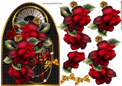 Clock Card Topper Red Drama Roses