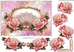Lace Fan & Pink Roses