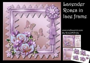Lavender Roses in Lace Frame