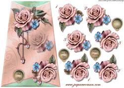 Tent Card Topper Champagne Roses