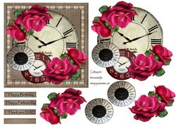 Male Card Vintage Clock & Roses