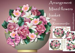 Arrangement Mixed Flowers Basket Mini Kit