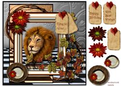 Male Card Lion Time to Relax -