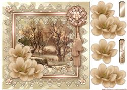 Winter View in Lace Frame & Magnolias