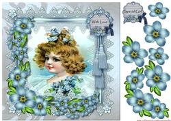 Sweet Vintage Girl in Lace Frame