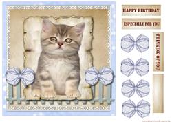 Cute Kitten Bleu Vintage Paper