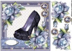 Dark Lace Shoes & Roses Quick Card