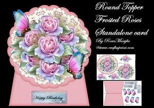 Mini Kit Round Topper Frosted Roses Standalone Card