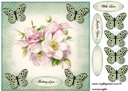 Vintage Wild Roses & Butterflies