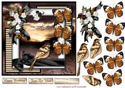 Male Card with Bird & Butterflies
