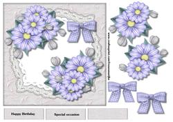 Pretty Bleu Flowers on Lace Topper