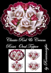 Classic Red & Cream Roses Oval Topper