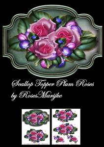 Scallop Topper Plum Roses