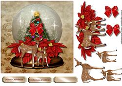 Snowglobe Deer & Poinsettias