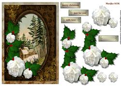 Vintage Winterscene & White Roses