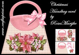 Christmas Handbag Pink Poinsettias Mini Kit