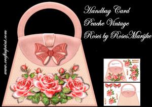 Mini Kit Handbag Card Peache Vintage Roses