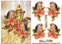 Classic Christmas Lantern & Robins Card
