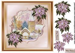 Romantic Snowscene Church Topper Lilac Poinsettias