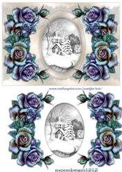 Elegant Winterroses & Lace Winter Snowscene