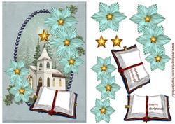 Christmas Church & Poinsettias 2