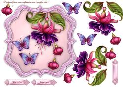 Scallop Topper, Fuchsias & Butterflies