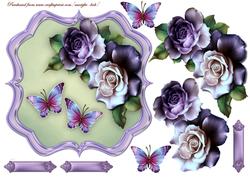 Scallop Topper Lavender Roses and Butterflies