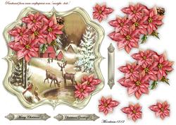 Scallop Topper Vintage Snowscene & Poinsettias