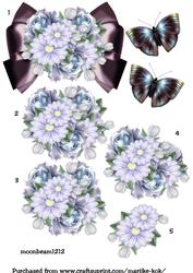 Step by Step Flowers on Satin Purple Bow