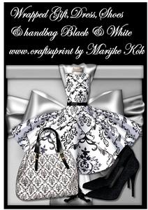 Wrapped Gift Shoes, Dress & Handbag Black & White