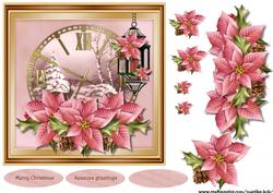 Christmas Clock & Pink Poinsettias