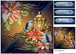 Classic Christmas Lantern & Birds Topper & Tags