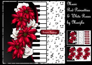 Music, Red Poinsettias & White Roses Mini Kit