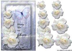 Sympathy Card White Roses