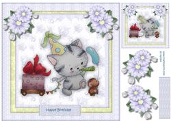 Cute Birthday Kitten & Mouse