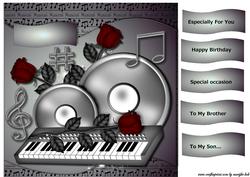 Male Card Topper Music & Roses