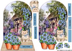New Home Kitten, Flowerpots and Cottage