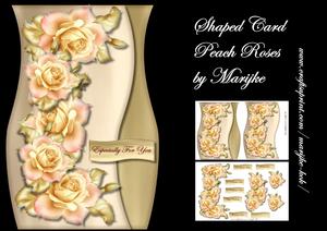 Shaped Card Peach Roses