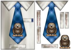 Male Card Tie - another Year Older - owl