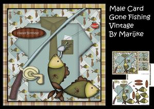 Male Card Gone Fishing Vintage Mini Kit