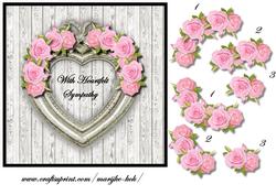 Sympathy Heart & Roses Vintage