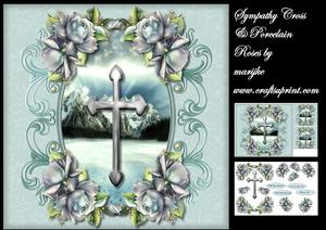 Sympathy Silver Cross & Porcelain Roses Mini Kit