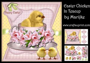 Easter Chicken in Teacup Pastel